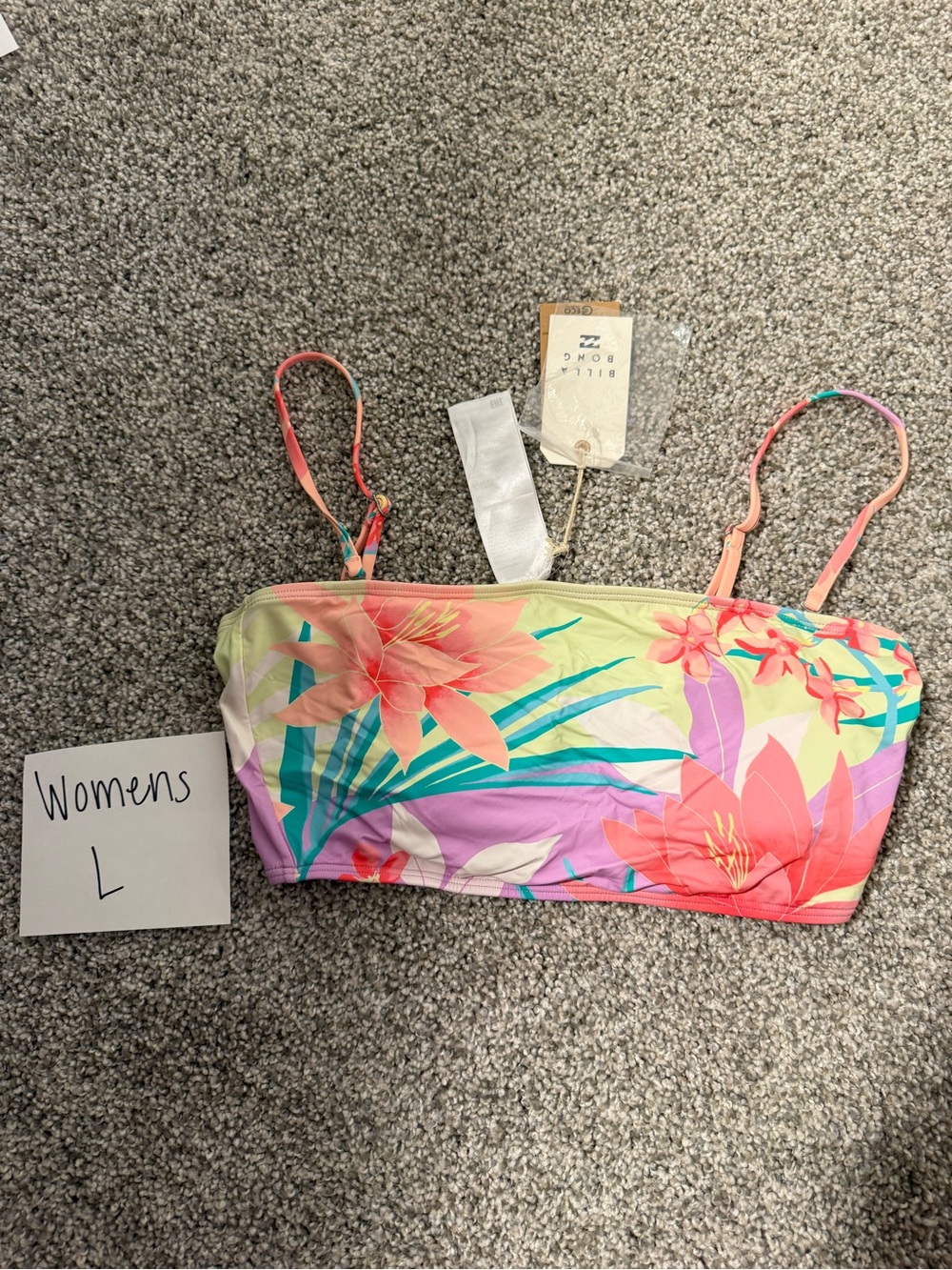 Floral Bandeau Bikini Top in Pastel Multi